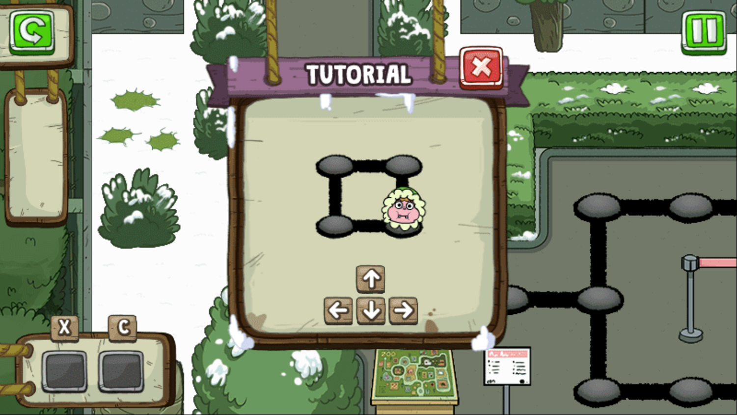 Clarence Zookeeper Caper Game Tutorial Screenshot.