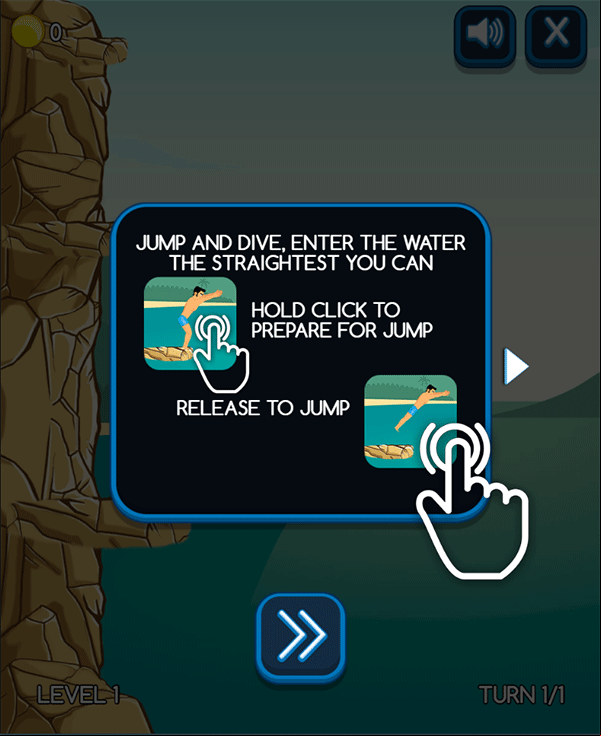 Cliff Diving Game How To Play Screenshot.