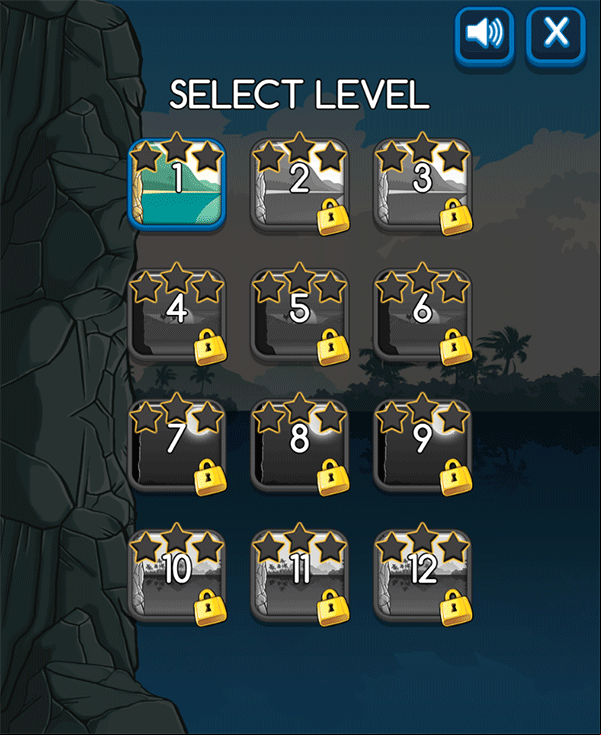 Cliff Diving Game Select Level Screenshot.