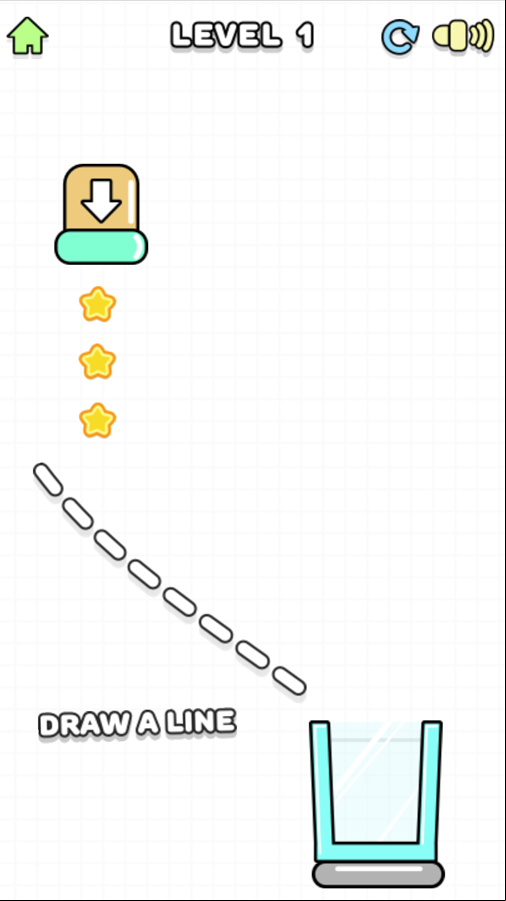 Cocktail Brain Game Draw a Line Instructions Screen Screenshot.