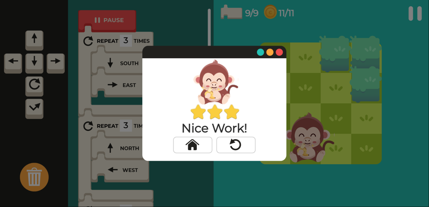 Code Monkey Game Complete Screen Screenshot.