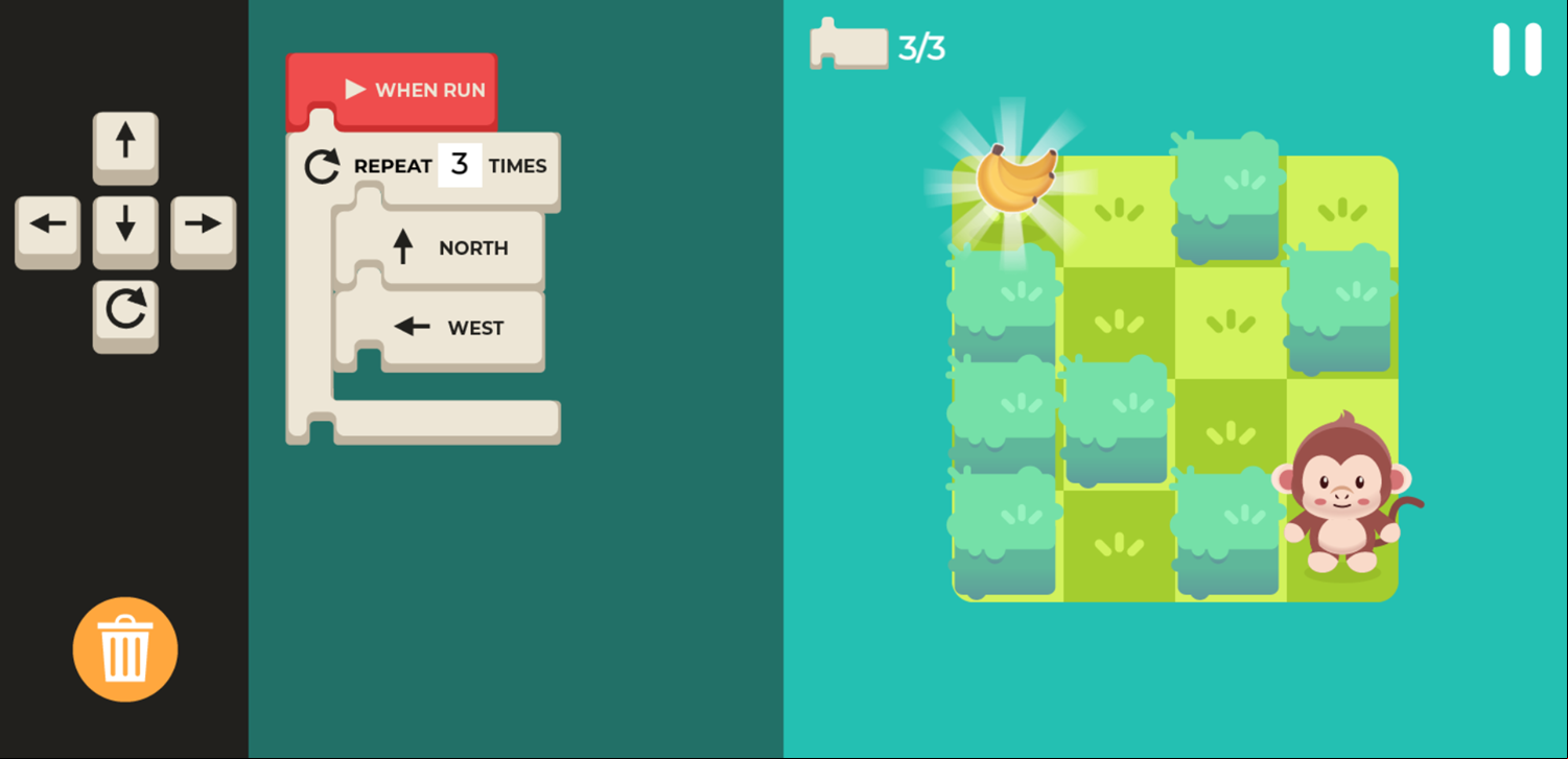 Code Monkey Game Using Repeat Block Screenshot.