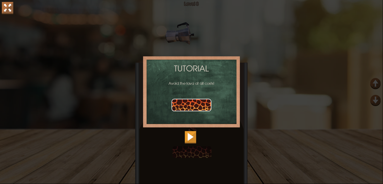 Coffee Drip Game Tutorial Screen Avoid Lava Screenshot.