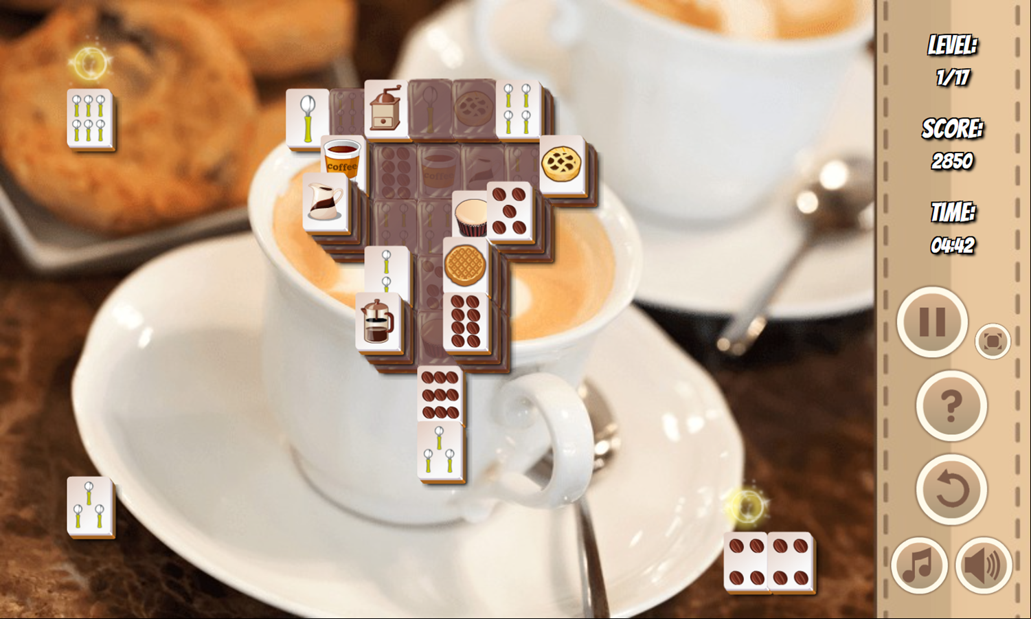 Coffee Mahjong Game Play Screenshot.
