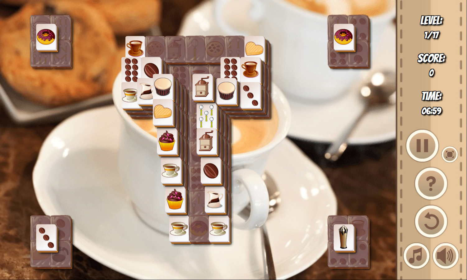 Coffee Mahjong Game Start Screenshot.