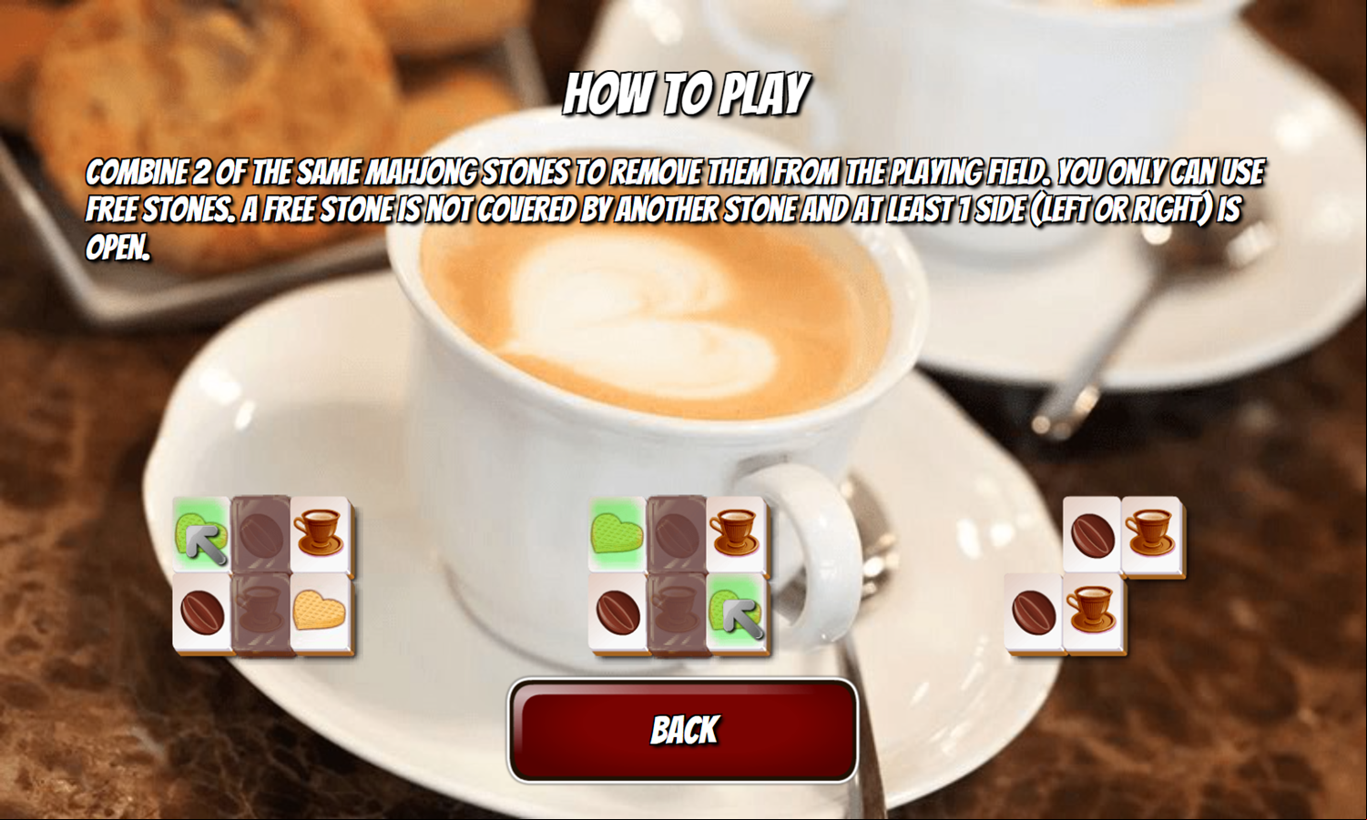 Coffee Mahjong Game How To Play Screenshot.