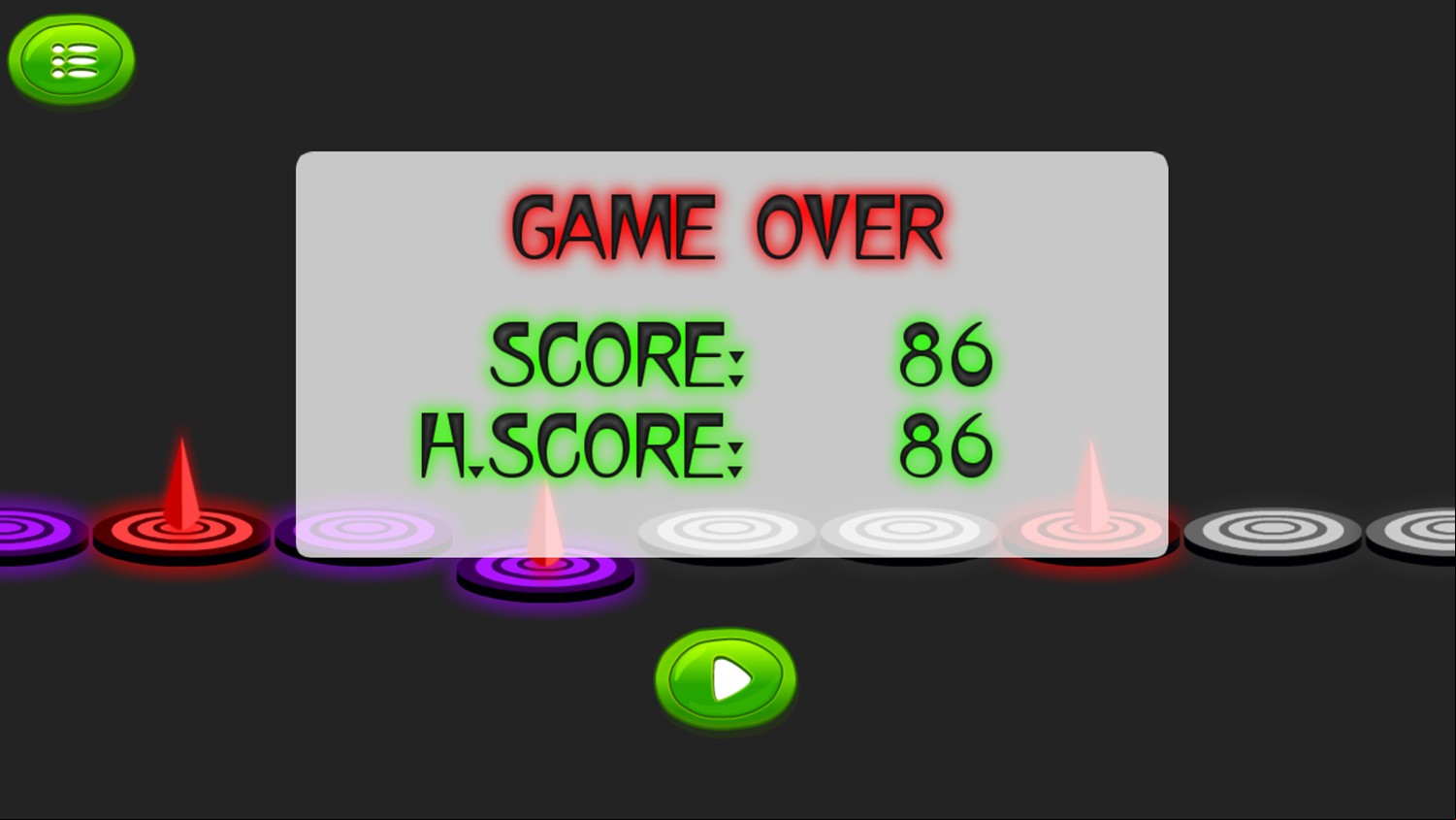 Color Balls Game Over Screenshot.