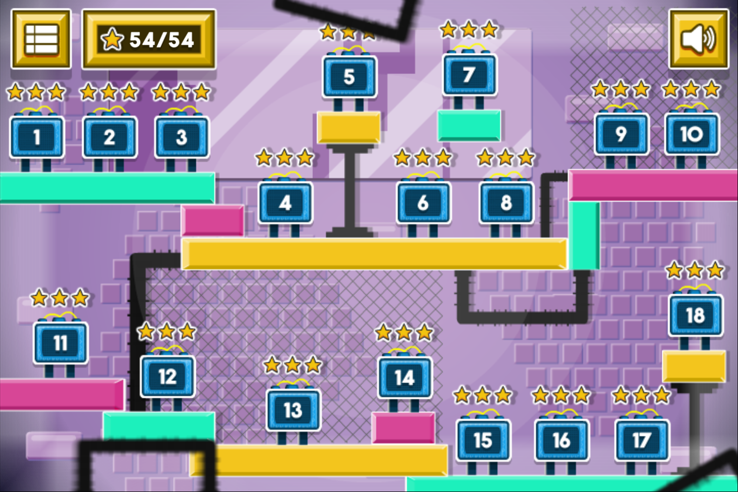 Color Magnet Game Level Select Screen Screenshot.