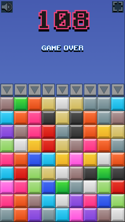 Color Match 3 Game Over Screenshot.