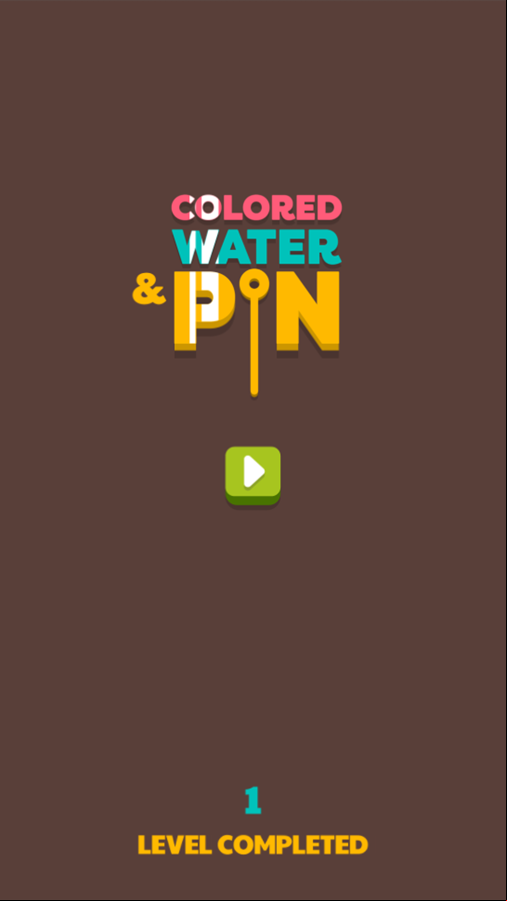 Colored Water and Pin Game Welcome Screen Screenshot.