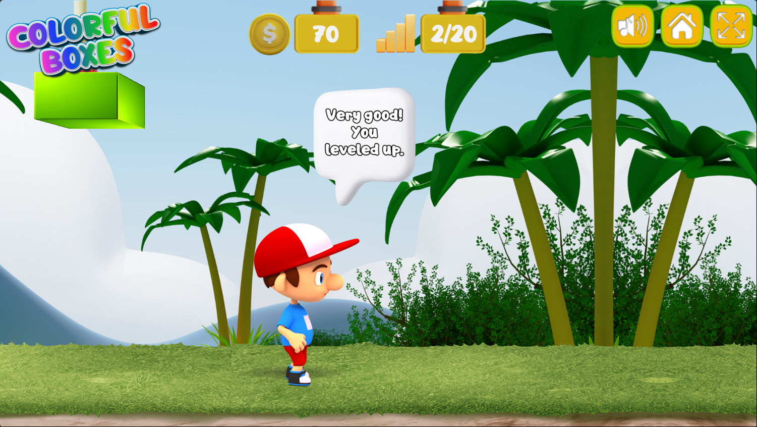 Colorful Boxes Game Level Up Screenshot.