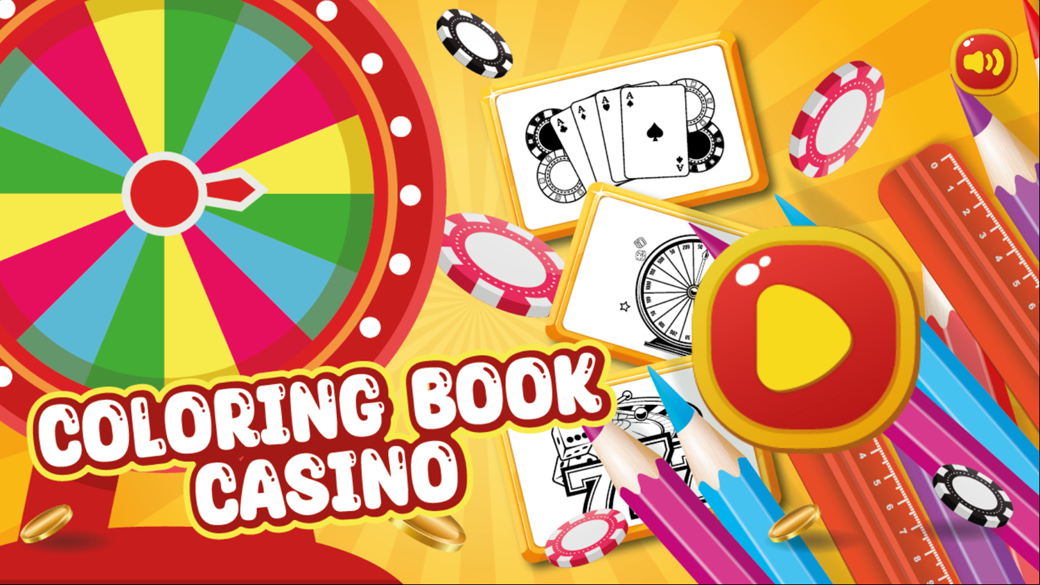 Coloring Book Casino Game Welcome Screen Screenshot.