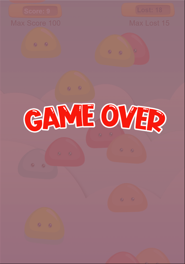 Colour Jelly Touch Game Over Screen Screenshot.
