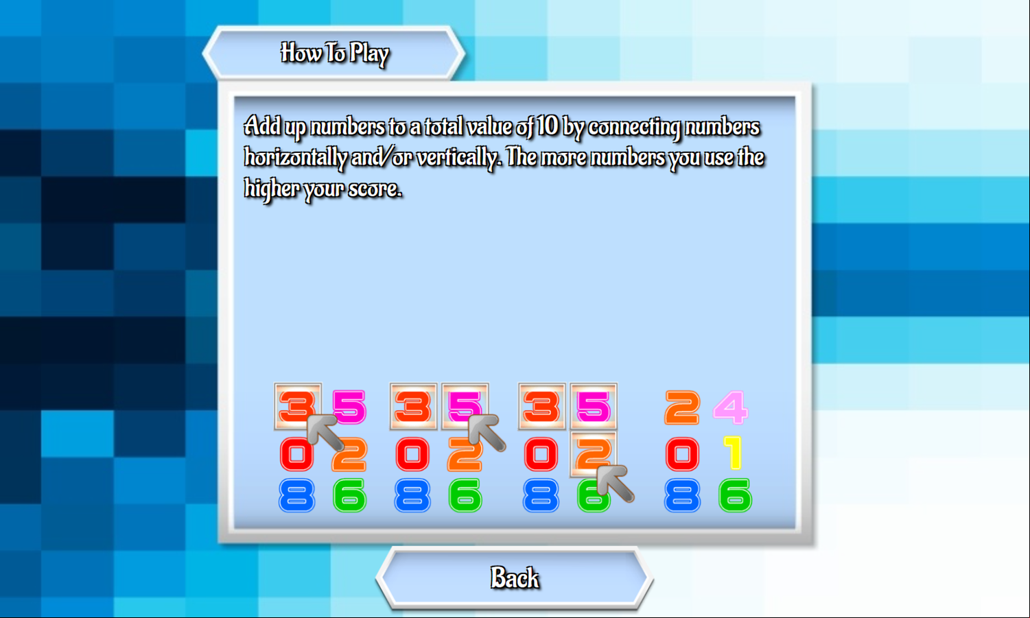Connect 10 Game How To Play Screenshot.