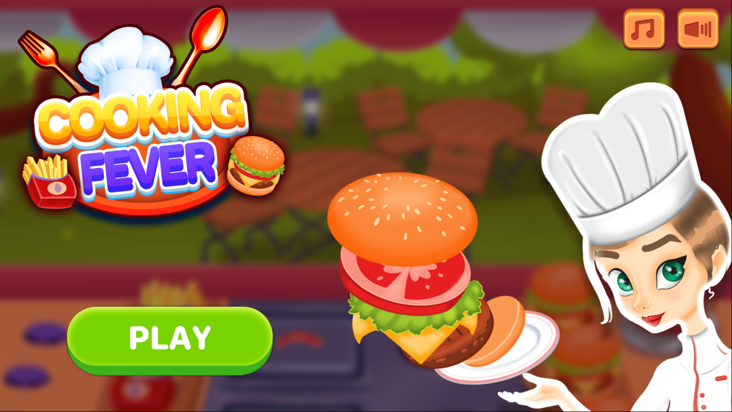 Cooking Fever Game Welcome Screen Screenshot.
