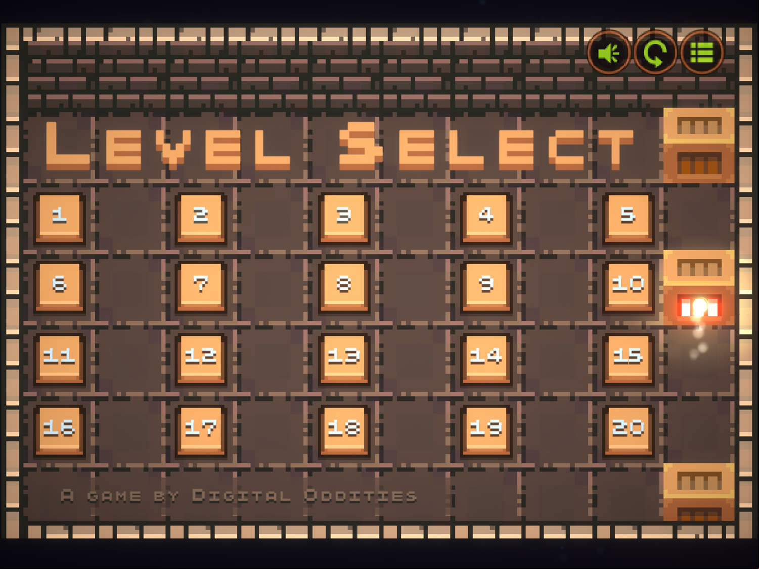 Crate Mage Game Level Select Screen Screenshot.