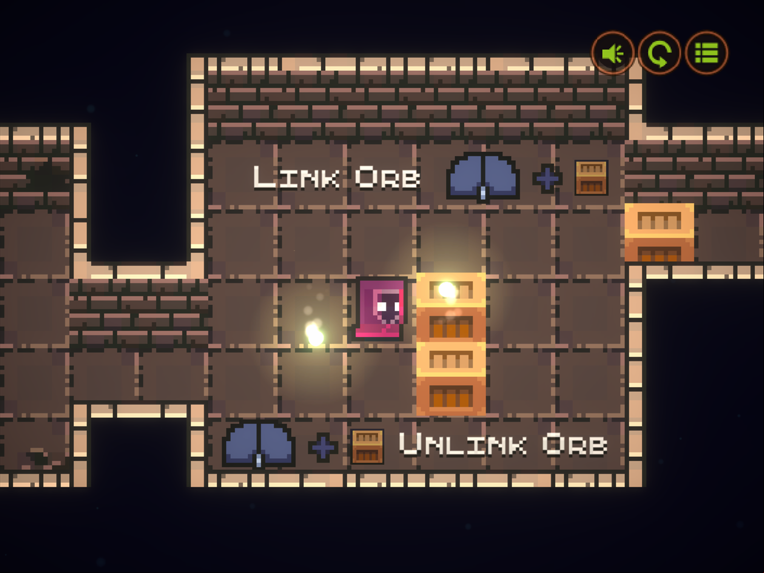 Crate Mage Game Link or Unlink Orbs Screenshot.