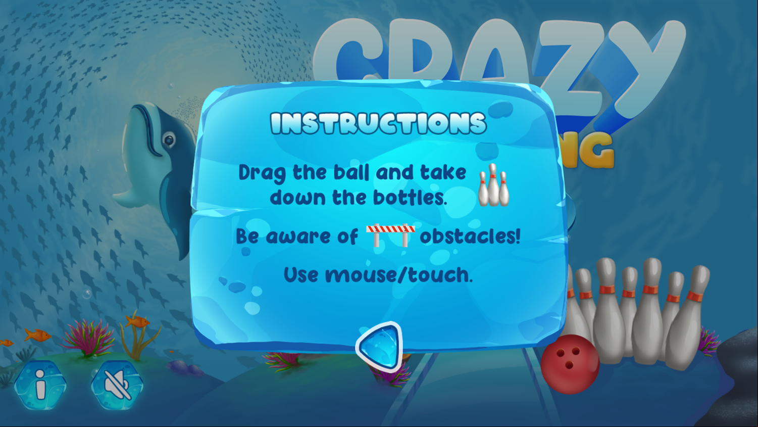 Crazy Bowling Game Instructions Screenshot.