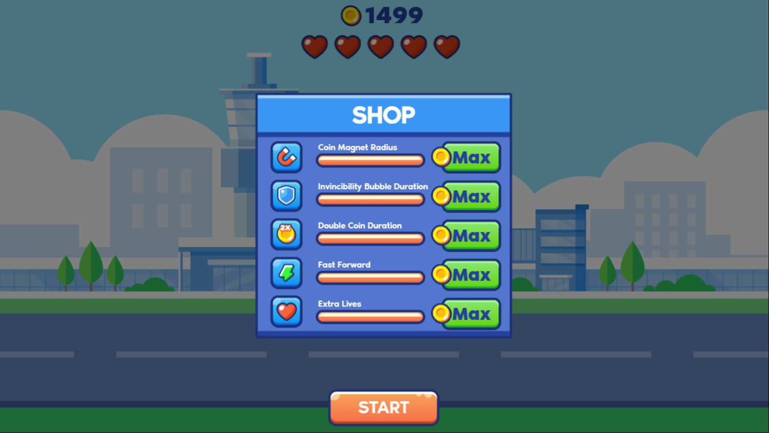 Crazy Jetpack Game Fully Upgraded Screenshot.