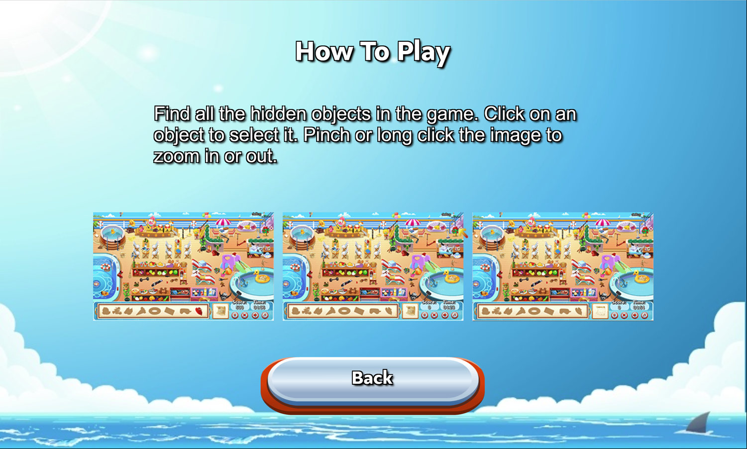 Cruise Ship Hidden Objects Game How to Play Screen Screenshot.