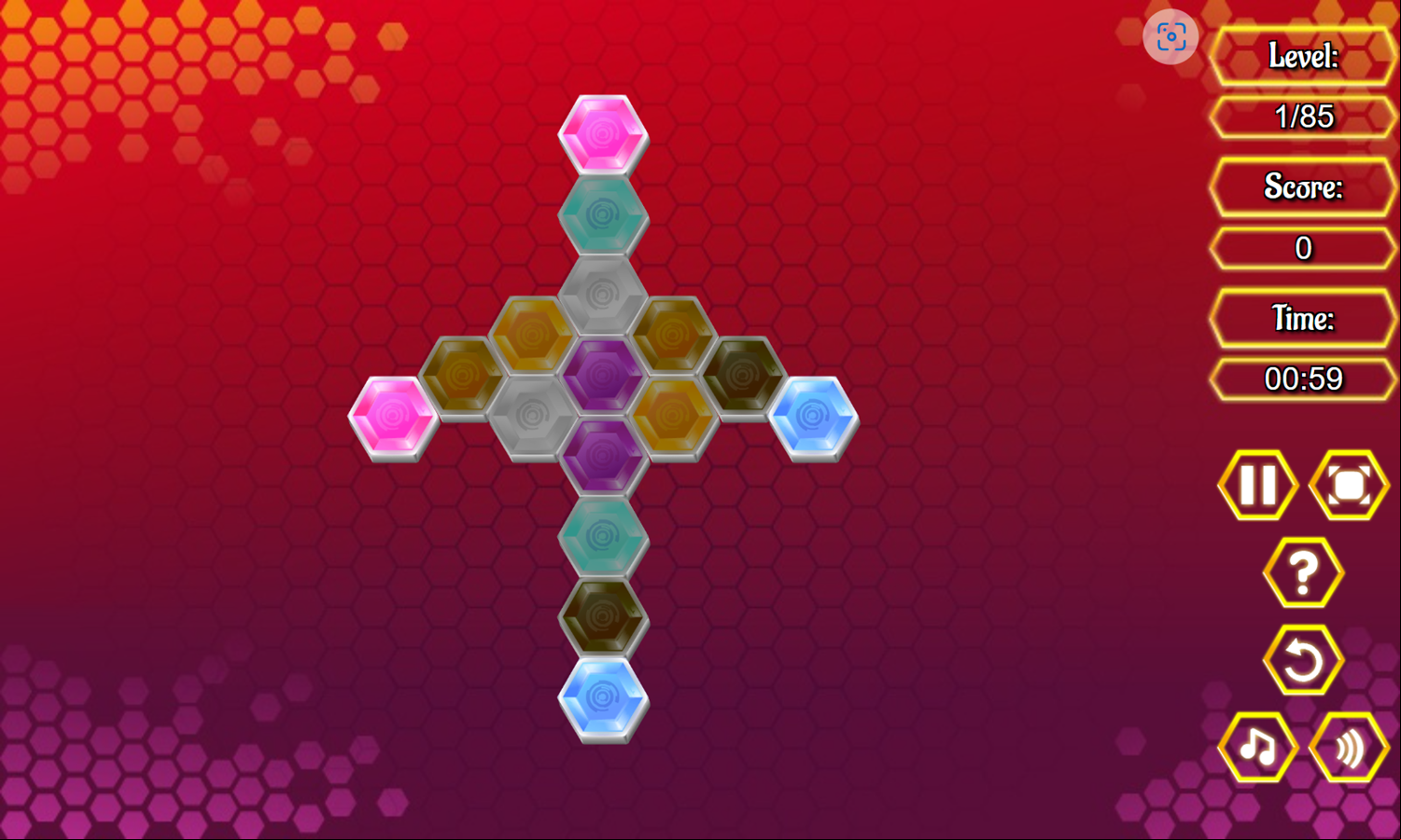 Crystal Hexajong Game Level Start Screenshot.