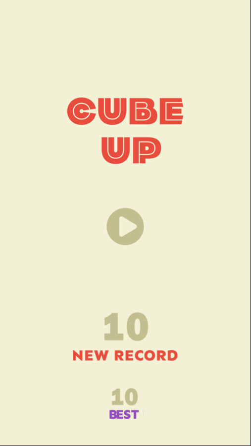 Cube Up Game Welcome Screen Screenshot.