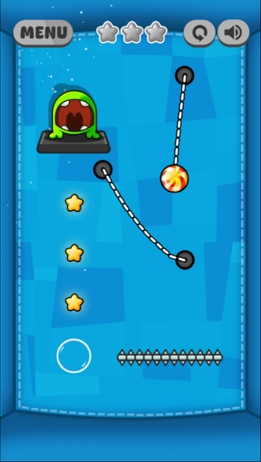 Cut The Candy Game Level With an Extra Rope Screenshot.