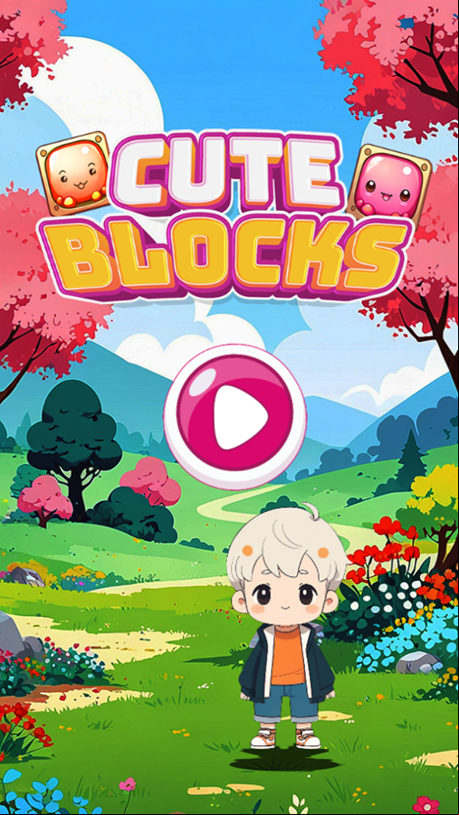 Cute Blocks Game Welcome Screen Screenshot.