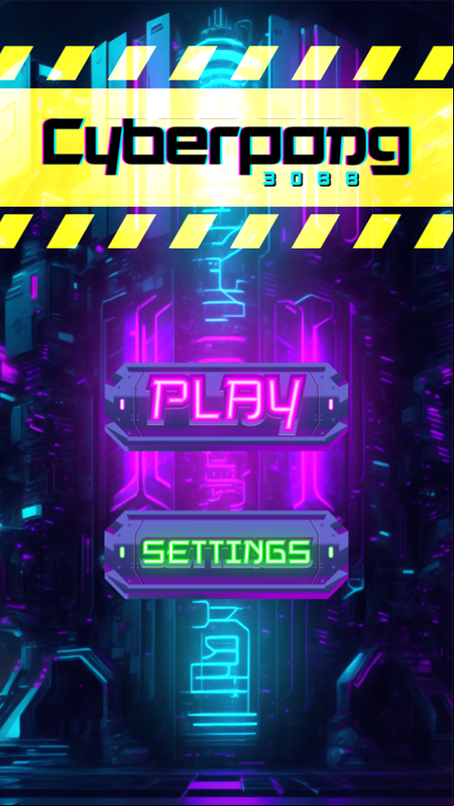 Cyberpong Game Welcome Screen Screenshot.