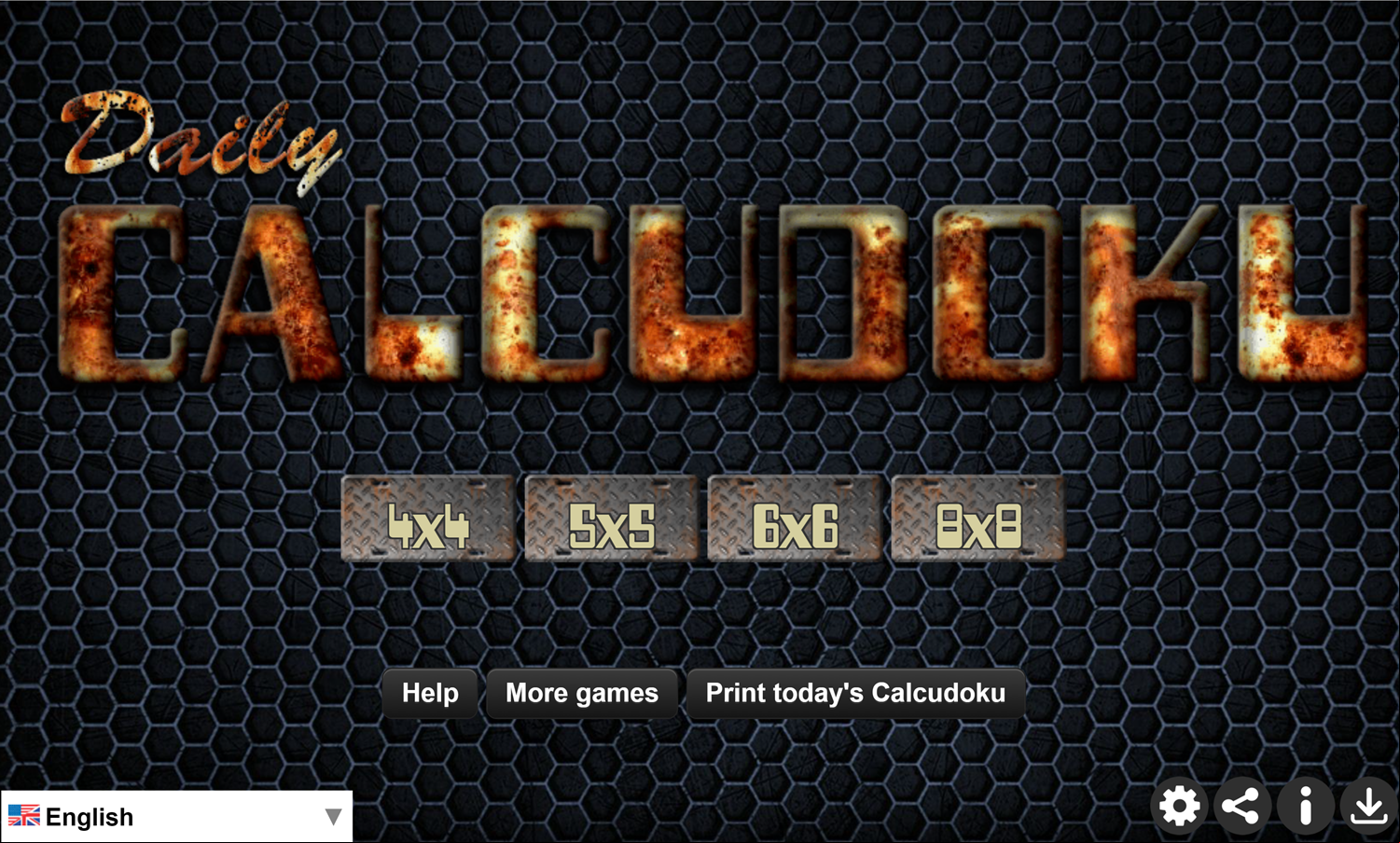 Daily Calcudoku Game Welcome Screen Screenshot.