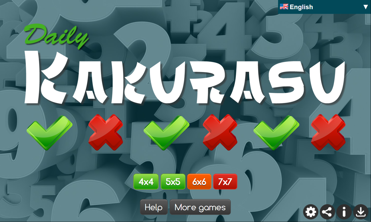Daily Kakurasu Game Welcome Screen Screenshot.