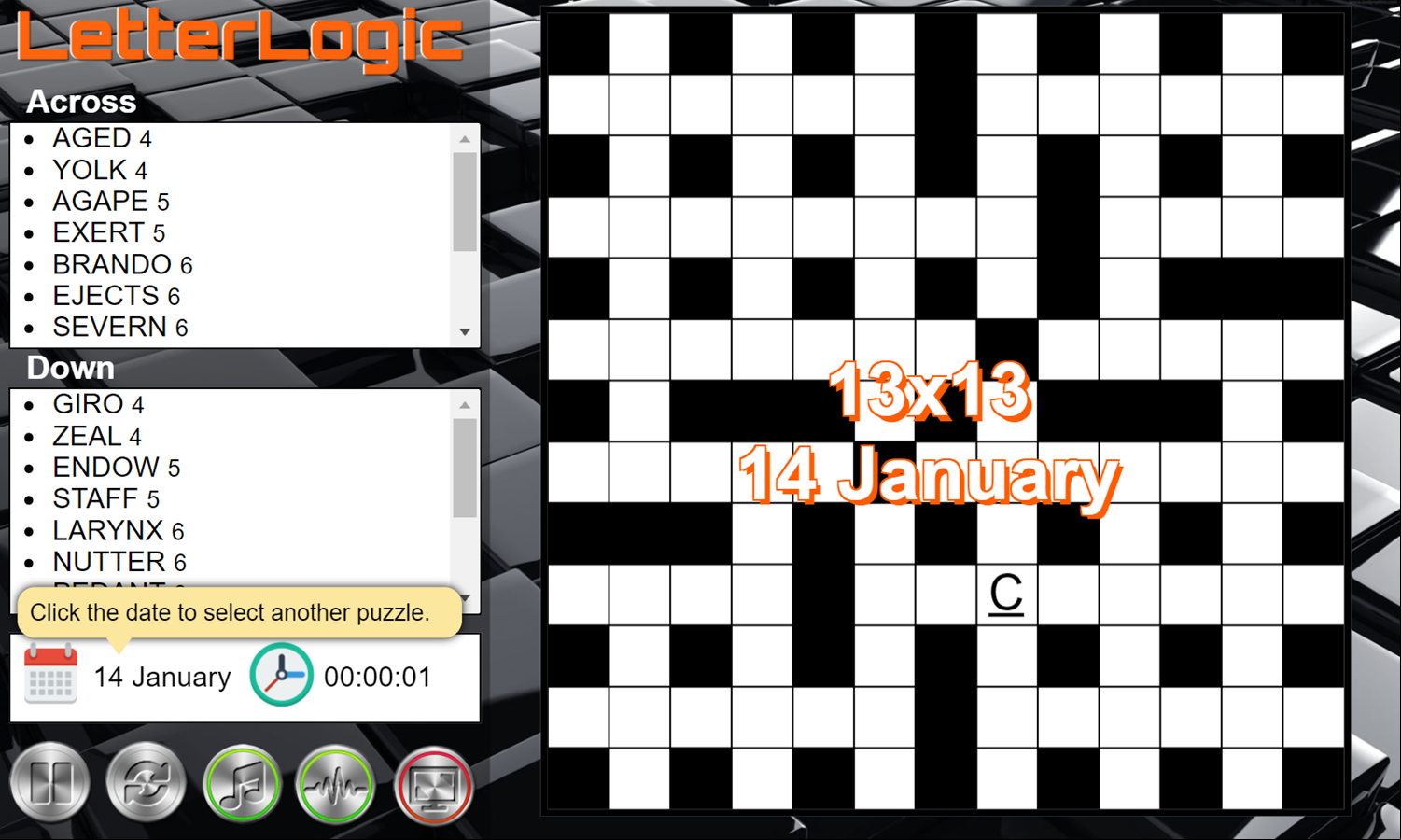 Daily Letter Logic Game Start Screenshot.