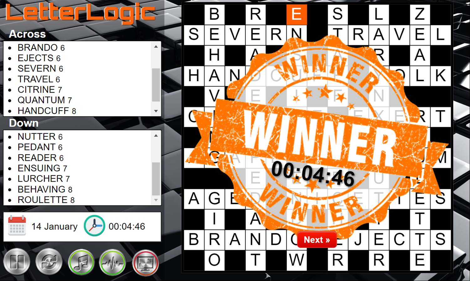 Daily Letter Logic Game Puzzle Solved Screenshot.