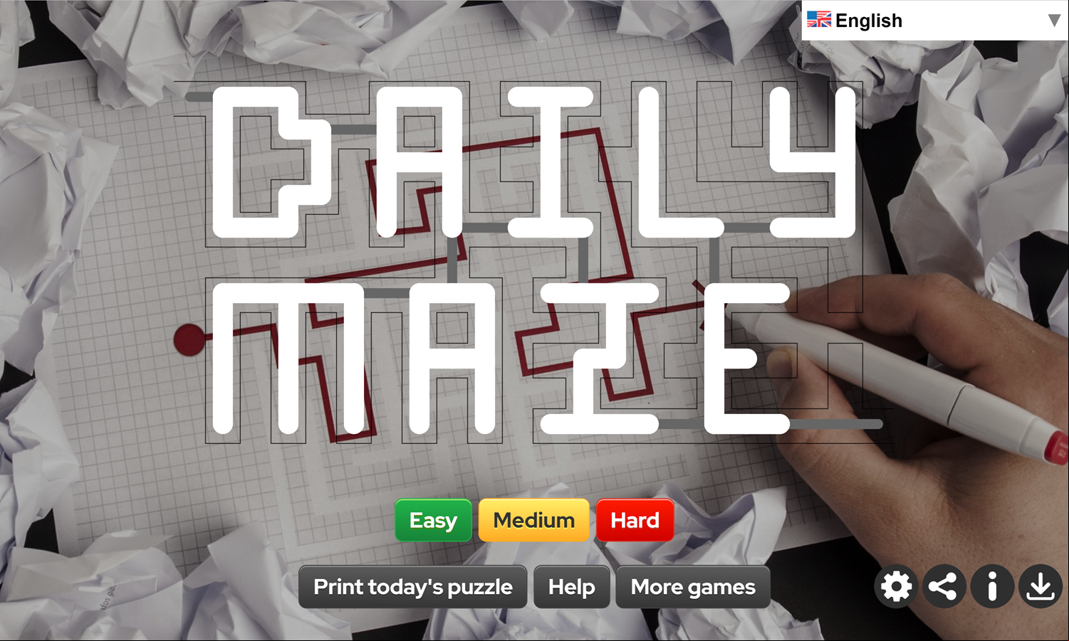 Daily Maze Game Welcome Screen Screenshot.
