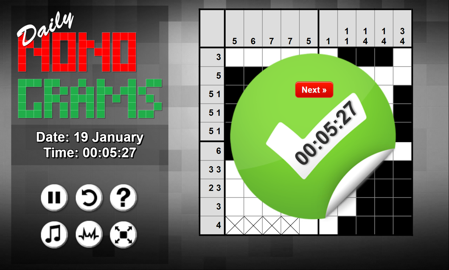 Daily Nonograms Game Puzzle Solved Screenshot.