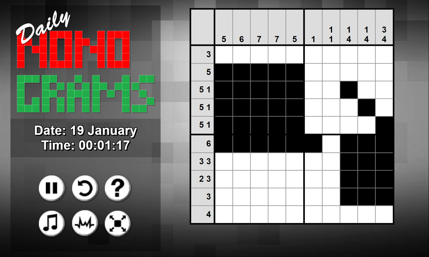 Daily Nonograms Game Solving Puzzle Screenshot.