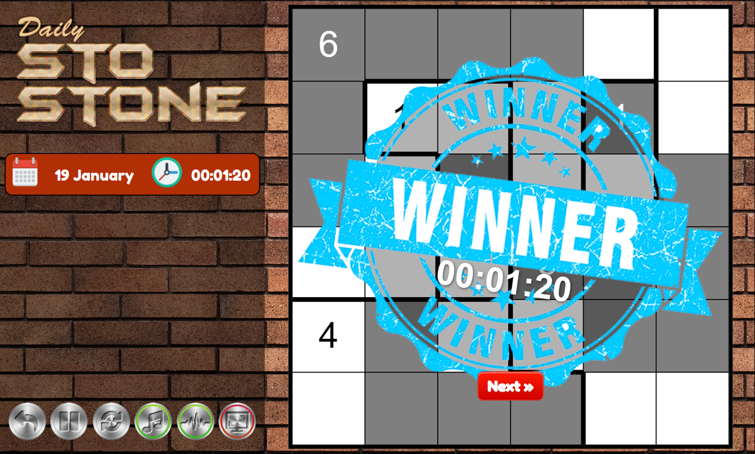 Daily StoStone Game Puzzle Solved Screenshot.