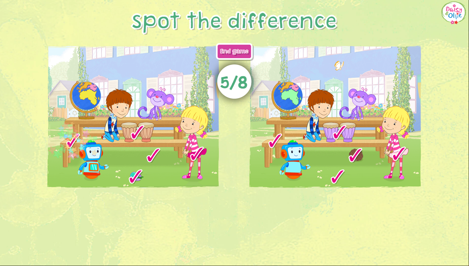 Daisy and Ollie Spot the Difference Game Play Screenshot.
