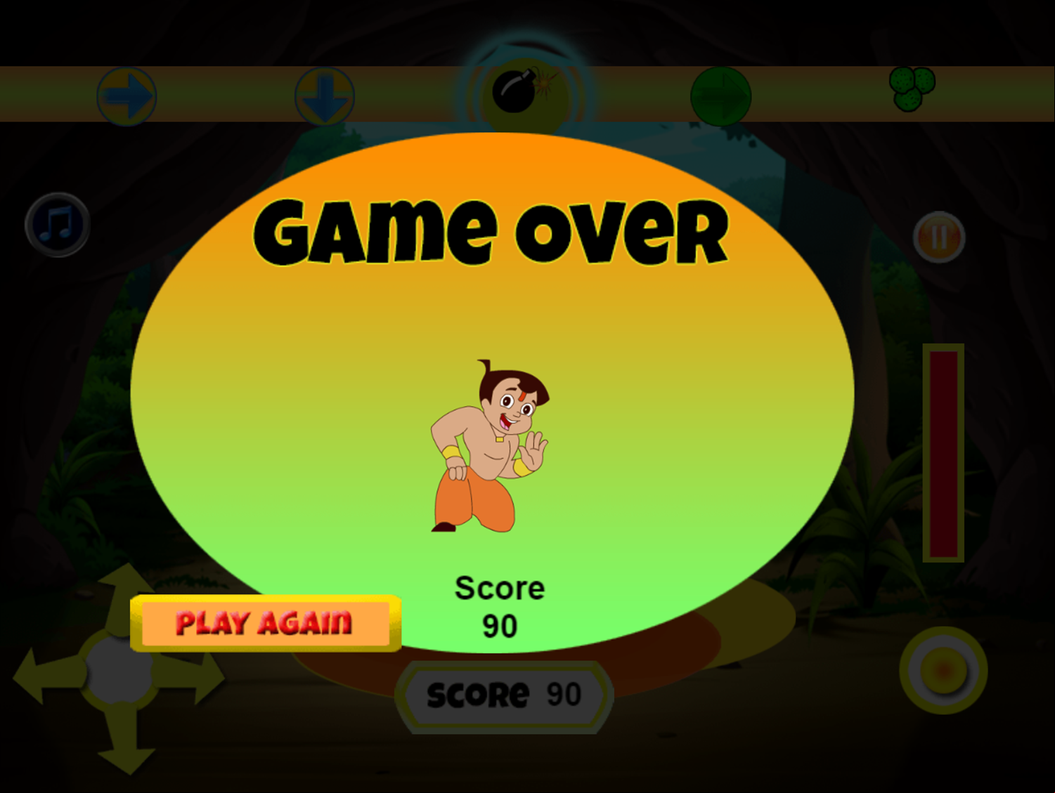 Dance Chhota Bheem Dance Game Over Screenshot.