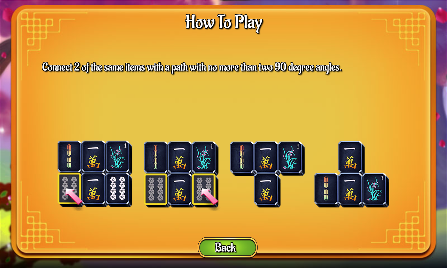 Dark Mahjong Connect Game How to Play Screen Screenshot.