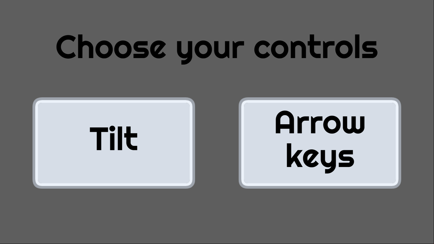 Dark Maze Game Choose Controls Screenshot.