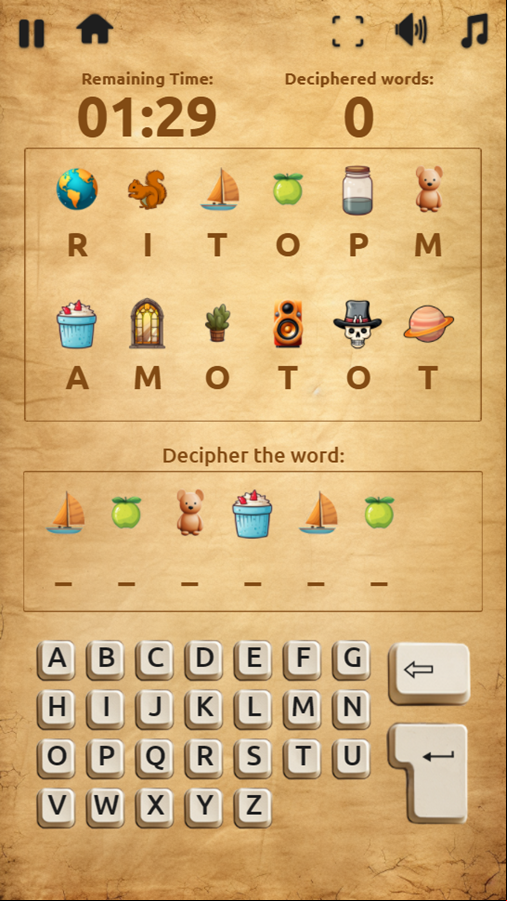 Decipher Game Start Screenshot.