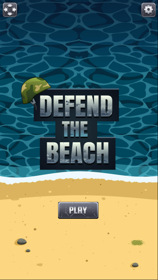 Defend The Beach Game Welcome Screen Screenshot.
