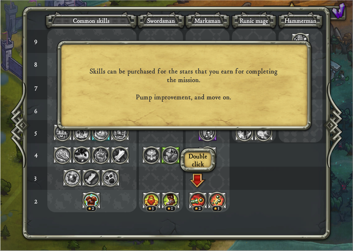 Defentures Game Skills Tree Screen Screenshot.