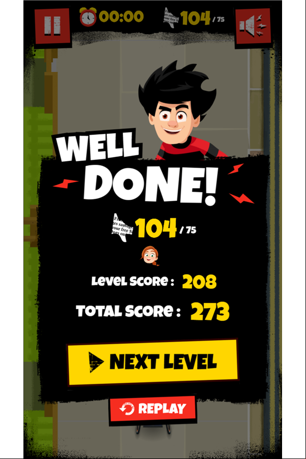 Dennis & Gnasher Sausage & Chips Game Rubi Level Beat Screenshot.