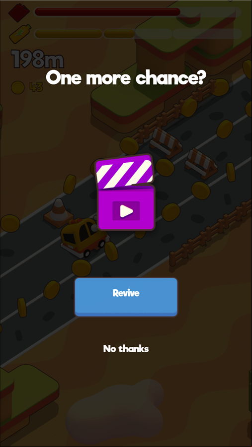 Desert Road Game Continue Screen Screenshot.