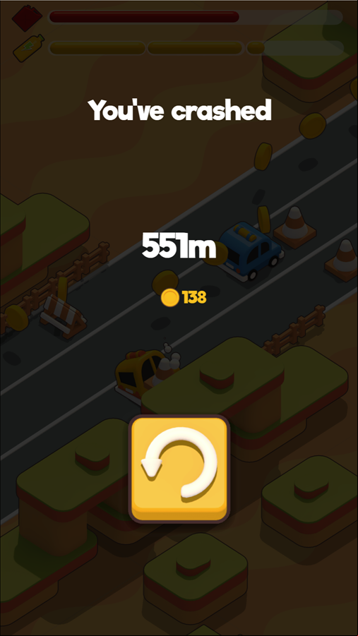 Desert Road Game Crashed Screen Screenshot.