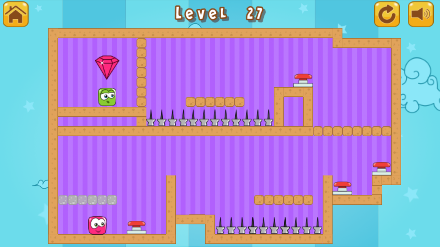 Diamonds Twins Game Level With Multiple Switches Screenshot.