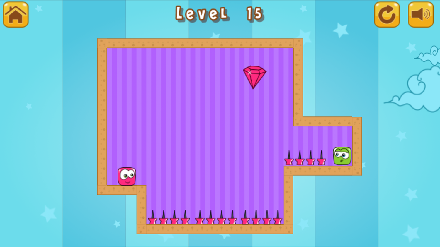 Diamonds Twins Game Level With Red Thumbtacks Screenshot.