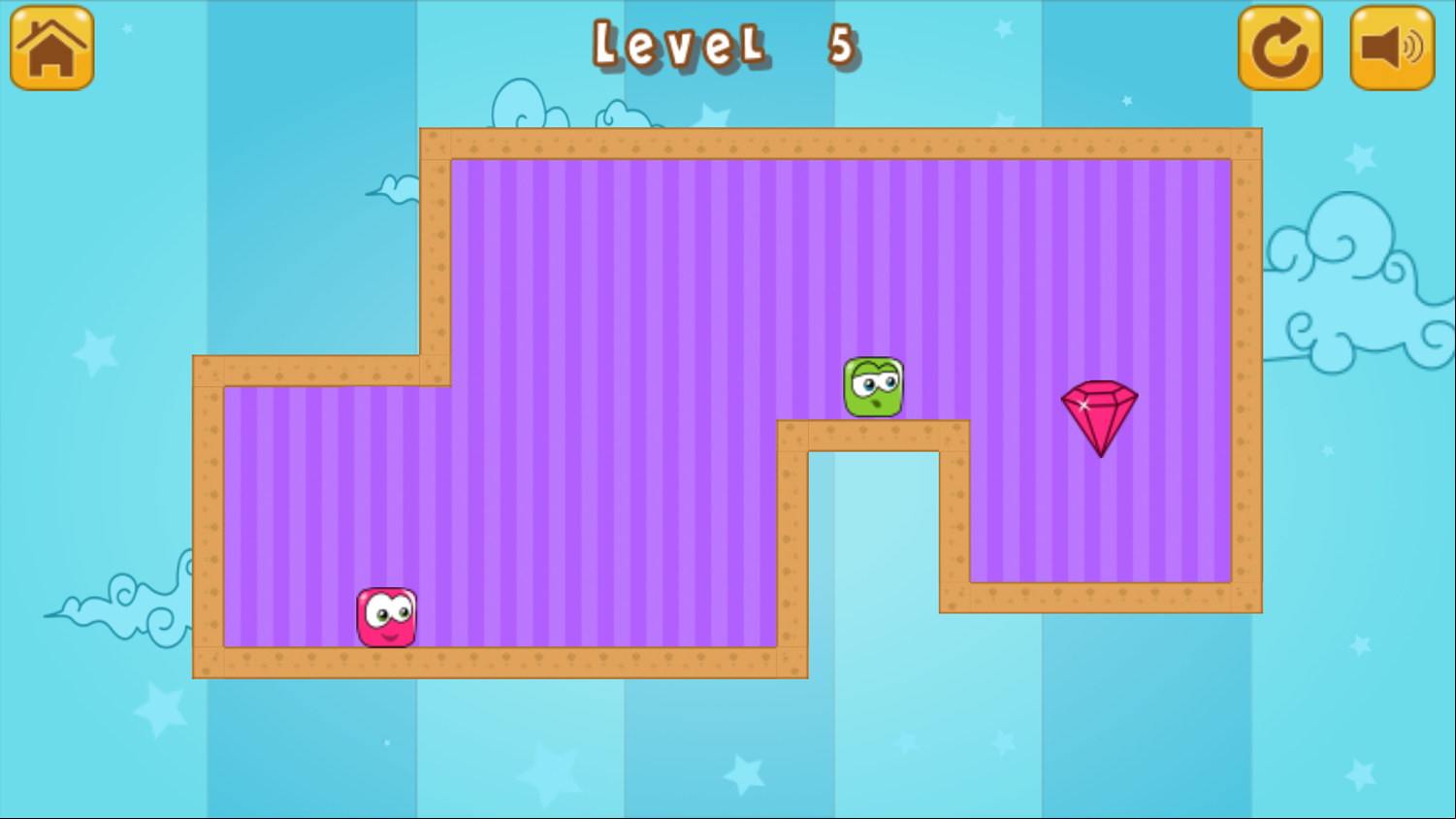 Diamonds Twins Game Level With a Temporary Platform Jump Screenshot.